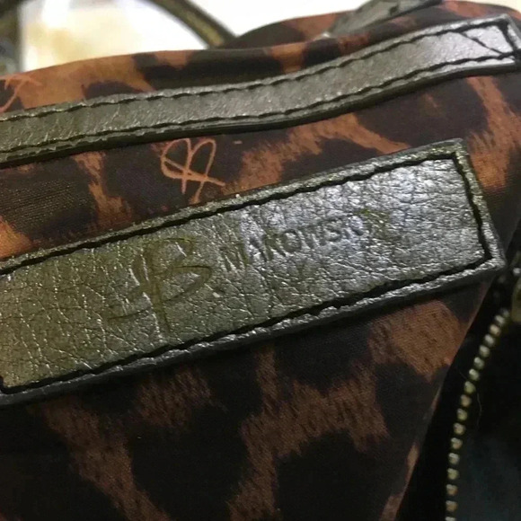 B. Makowsky Black beige silver leather satchel - Picture 7 of 8